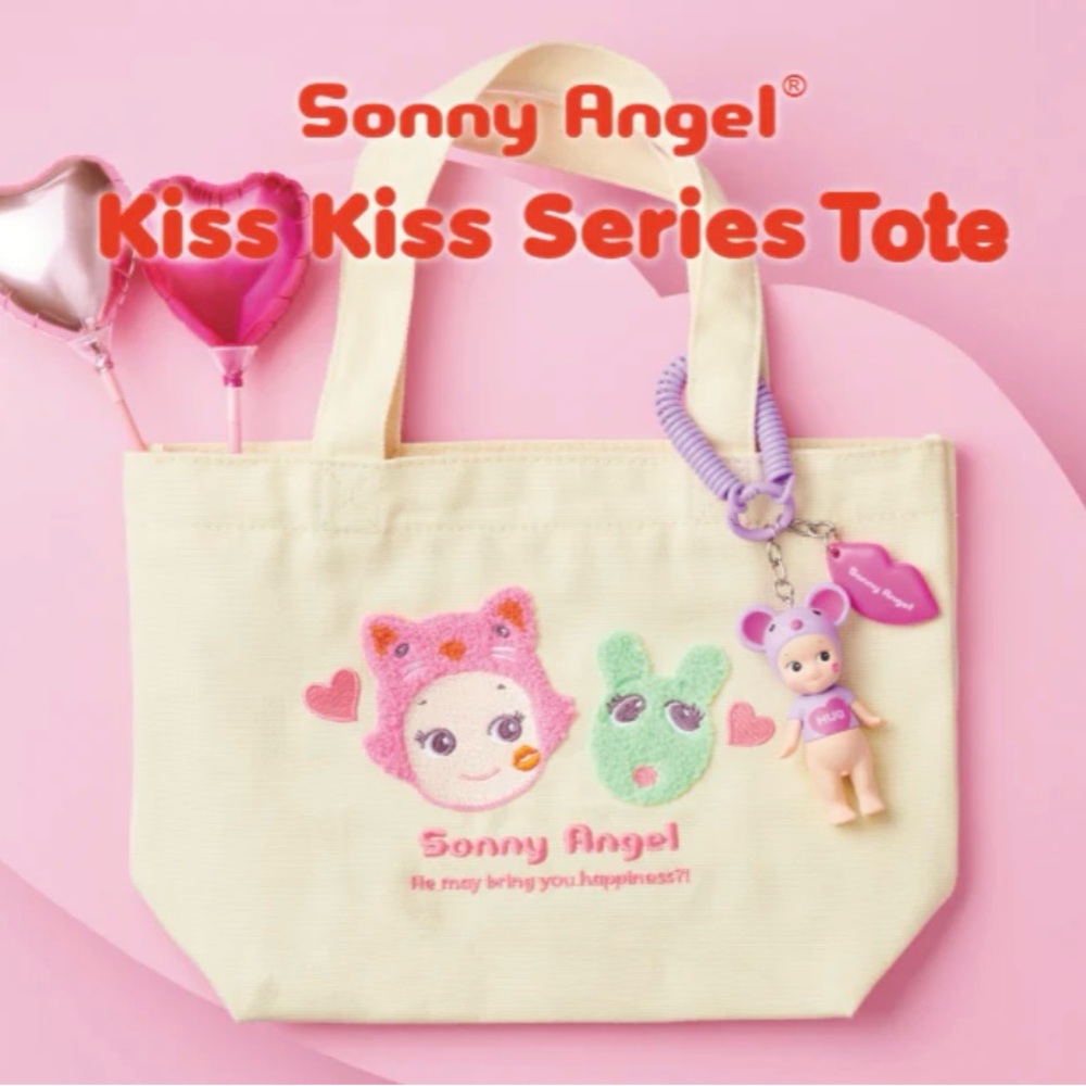 Sonny Angel Kiss Kiss Series Tote - Cream with Pink Accents